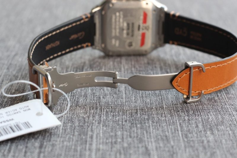 SANTOS 34MM STEEL CASE BROWN LEATHER