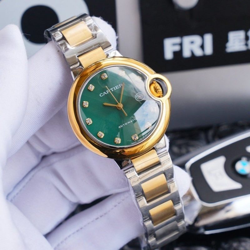 13274466020000711 BALLON BLEU 33MM GOLD GREEN DIAL DIAMOND NUMERALS