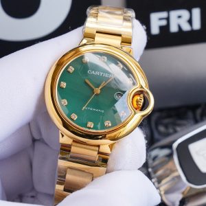 13274466058473642 BALLON BLEU 33MM GOLD GREEN DIAL DIAMOND NUMERALS