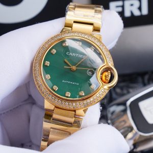 13274466060260150 BALLON BLEU 33MM GOLD GREEN DIAL DIAMOND NUMERALS