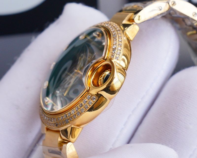 13274466061162095 BALLON BLEU 33MM GOLD GREEN DIAL DIAMOND NUMERALS