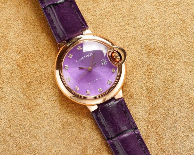 13274466775800008 BALLON BLEU 33MM ROSE GOLD CASE PINK DIAL LEATHER STRAP