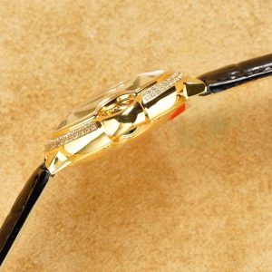 BALLON BLEU 33MM GOLD CASE GREEN DIAL LEATHER STRAP