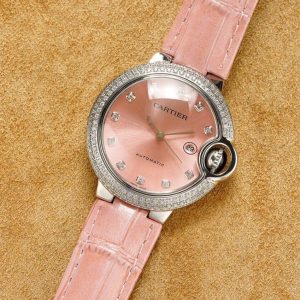13274466916728593 BALLON BLEU 33MM STEEL CASE DIAMOND NUMERALS LEATHER STRAP
