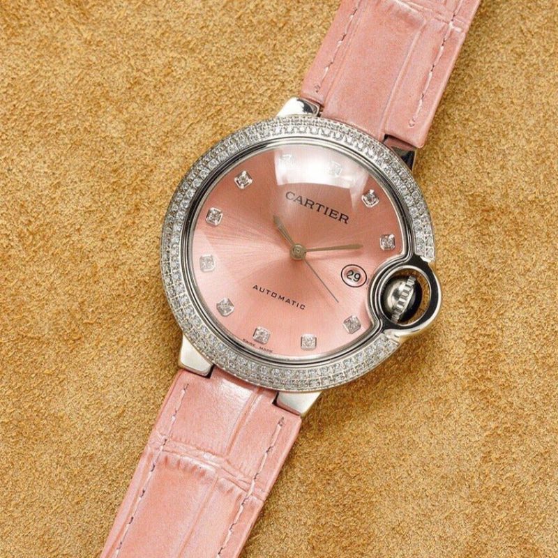13274466916728593 BALLON BLEU 33MM STEEL CASE DIAMOND NUMERALS LEATHER STRAP