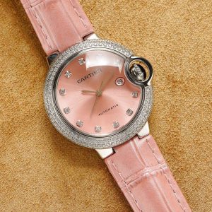 13274466917627681 BALLON BLEU 33MM STEEL CASE DIAMOND NUMERALS LEATHER STRAP