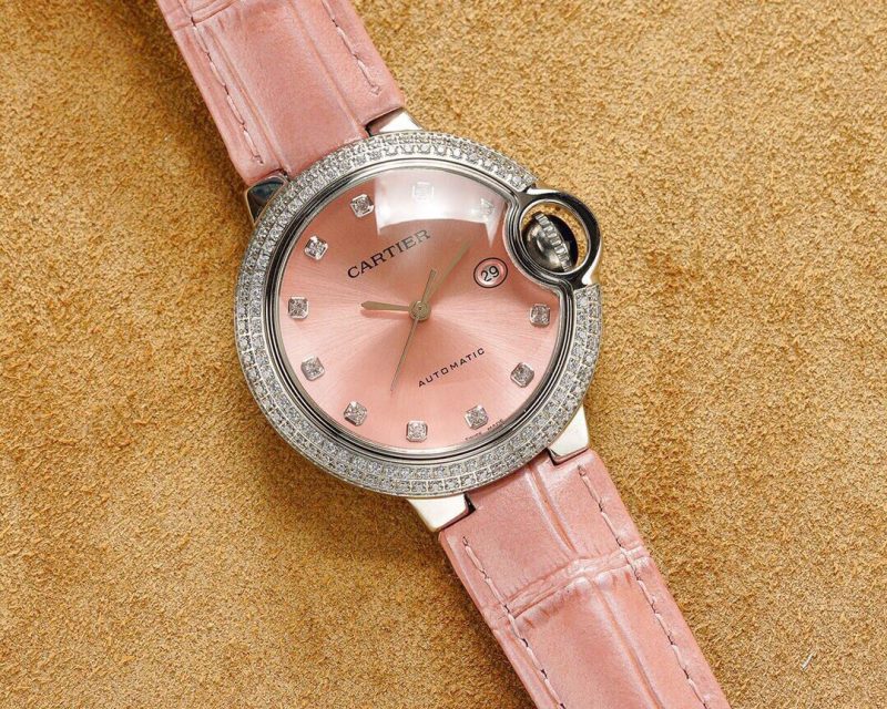 13274466917627681 BALLON BLEU 33MM STEEL CASE DIAMOND NUMERALS LEATHER STRAP