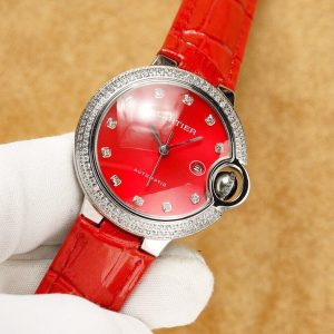 13274466918427569 BALLON BLEU 33MM STEEL CASE DIAMOND NUMERALS LEATHER STRAP