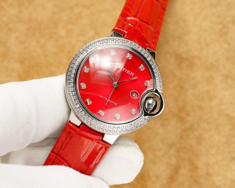 13274466918427569 BALLON BLEU 33MM STEEL CASE DIAMOND NUMERALS LEATHER STRAP