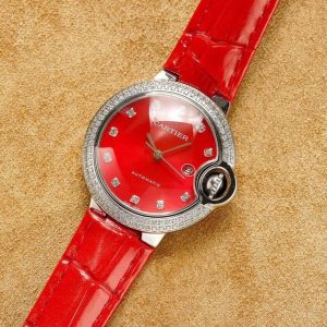 13274466919328452 BALLON BLEU 33MM STEEL CASE DIAMOND NUMERALS LEATHER STRAP