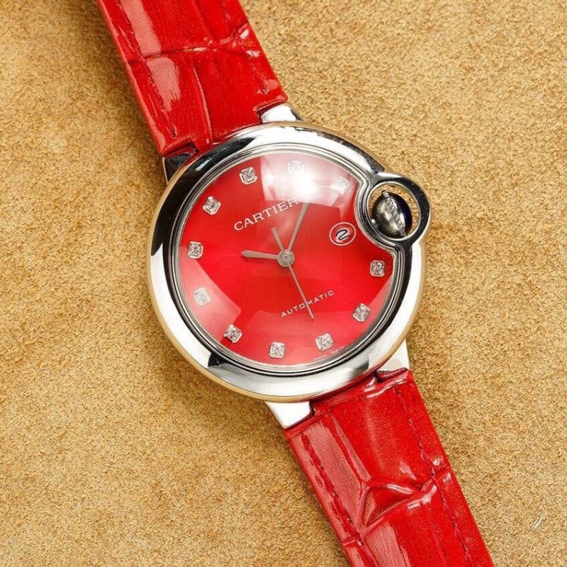 13274466920227168 BALLON BLEU 33MM STEEL CASE DIAMOND NUMERALS LEATHER STRAP