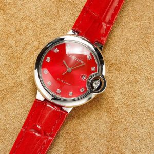 13274466921028526 BALLON BLEU 33MM STEEL CASE DIAMOND NUMERALS LEATHER STRAP