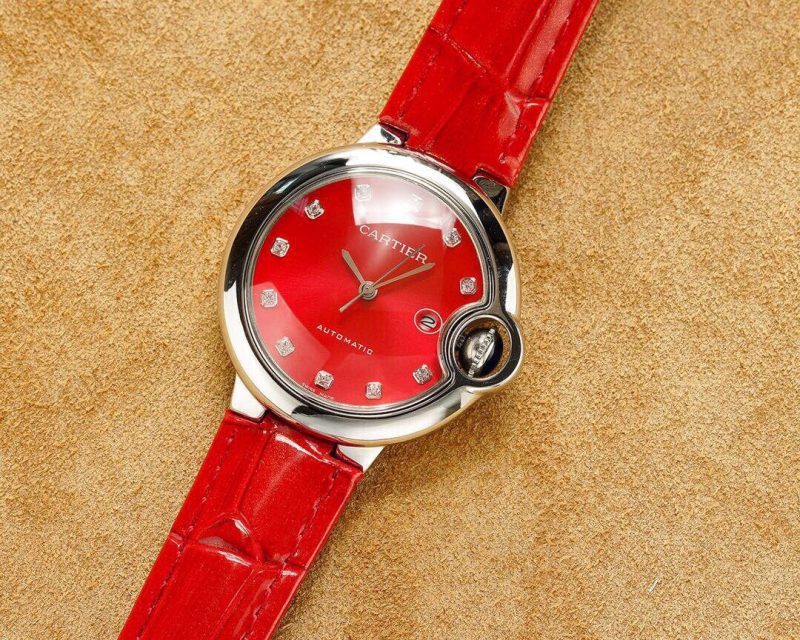 13274466921028526 BALLON BLEU 33MM STEEL CASE DIAMOND NUMERALS LEATHER STRAP