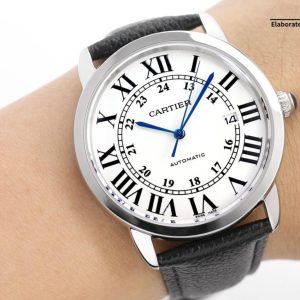 13275320921389592 RONDE SOLO DE CARTIE WHITE DIAL BLACK LEATHER