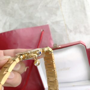 13276885742528930 CARTIE PASHA 35MM QUARTZ GOLD CASE DIAMOND BEZEL BLUE DIAL