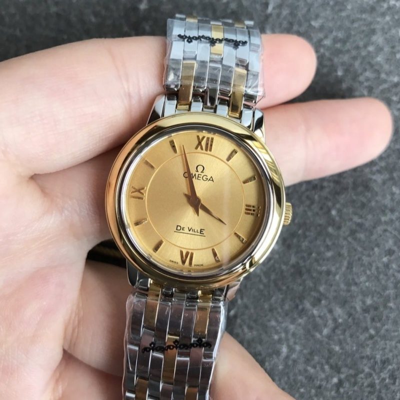 DEVILLE PRESTIGE 27MM QUARTZ GOLD STEEL YELLOW GOLD DIAL