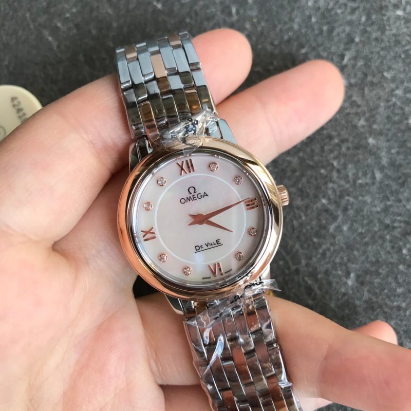 13277062363400499_203e3e2e-da39-4c8c-b775-cab88fd11fba DEVILLE PRESTIGE 27MM QUARTZ ROSE GOLD STEEL DIAMOND NUMERALS
