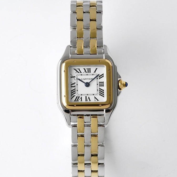 PANTHERE DE CARTIE 22MM QUARTZ GOLD STEEL WHITE DIAL