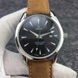 13278957482386439_c198bf53-28d9-463d-89f1-b73b4a172c29 SEAMASTER AQUA TERRA 150M STEEL CASE BLACK DIAL BROWN LEATHER