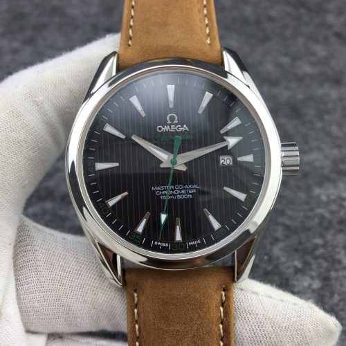 SEAMASTER AQUA TERRA 150M STEEL CASE BLACK DIAL BROWN LEATHER