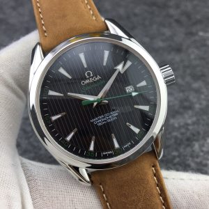 13278957519254099_2895d696-9839-4844-ab12-2479bcb41d24 SEAMASTER AQUA TERRA 150M STEEL CASE BLACK DIAL BROWN LEATHER