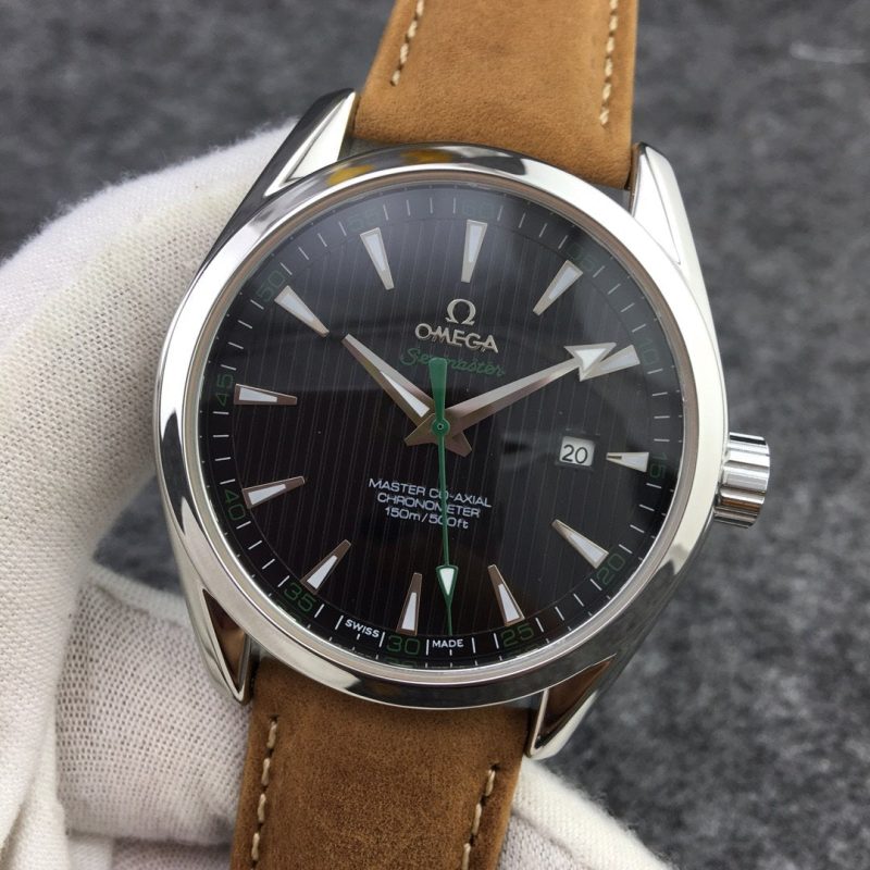13278957520654413_e8508bd9-447a-4c4d-b768-ba60dea961b7 SEAMASTER AQUA TERRA 150M STEEL CASE BLACK DIAL BROWN LEATHER