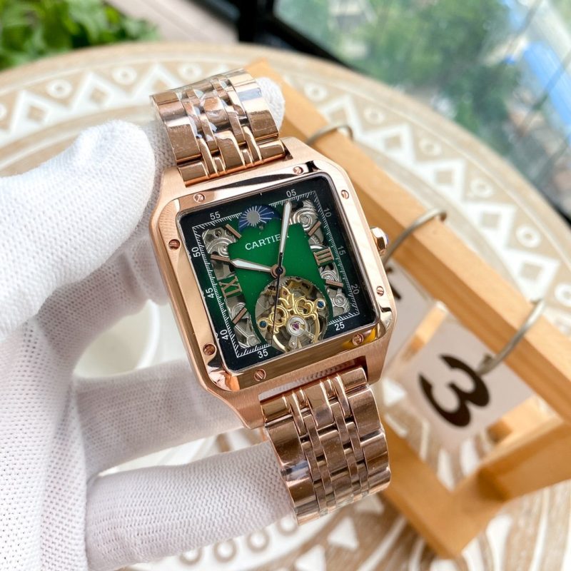 13279993970851601 SANTOS 42 GOLD CASE SKELETON DIAL