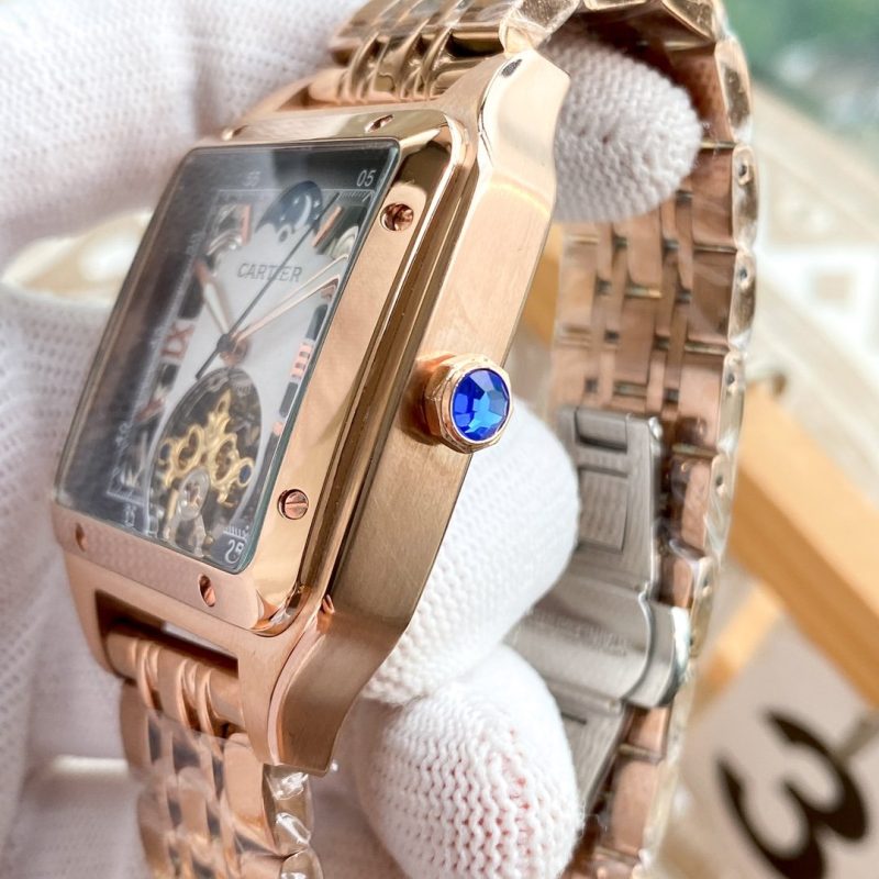 13279993971754757 SANTOS 42 GOLD CASE SKELETON DIAL