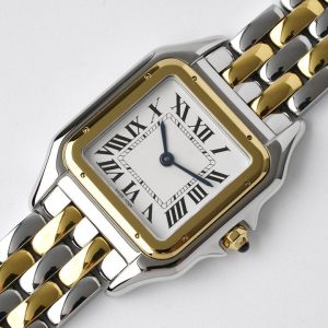 PANTHERE 27MM GOLD SILVER CASE WHITE DIAL