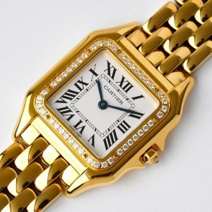 13338901468418542_475fdfcb-79d8-473e-b2ca-baccbe03c35c PANTHERE 27MM GOLD CASE DIAMOND BEZEL WHITE DIAL