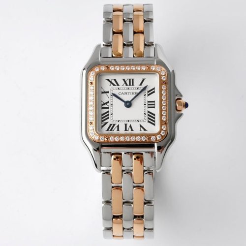 13338901640889280_6655372c-d0f4-4ab7-9e9f-6baa4599b070-1 PANTHERE 27MM PINK GOLD SILVER CASE DIAMOND BEZEL WHITE DIAL