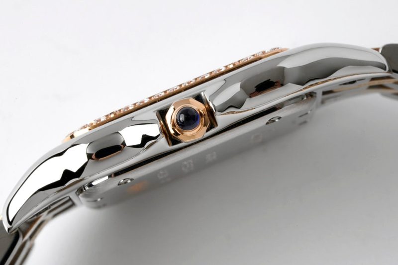 PANTHERE 27MM PINK GOLD SILVER CASE DIAMOND BEZEL WHITE DIAL