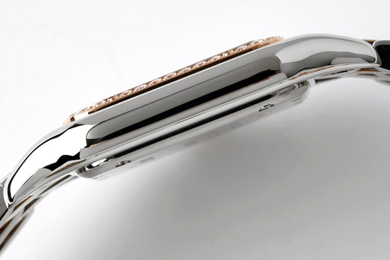 PANTHERE 27MM PINK GOLD SILVER CASE DIAMOND BEZEL WHITE DIAL