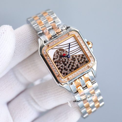 13338901802497647 PANTHERE 27MM PINK GOLD CASE DIAMOND BEZEL DIAMOND DIAL