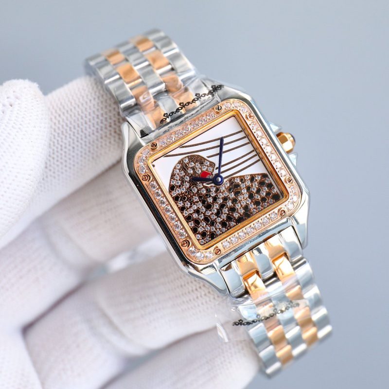 13338901802497647 PANTHERE 27MM PINK GOLD CASE DIAMOND BEZEL DIAMOND DIAL