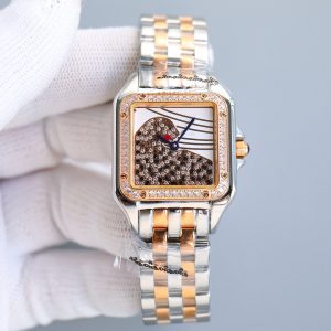 13338901814998641 PANTHERE 27MM PINK GOLD CASE DIAMOND BEZEL DIAMOND DIAL