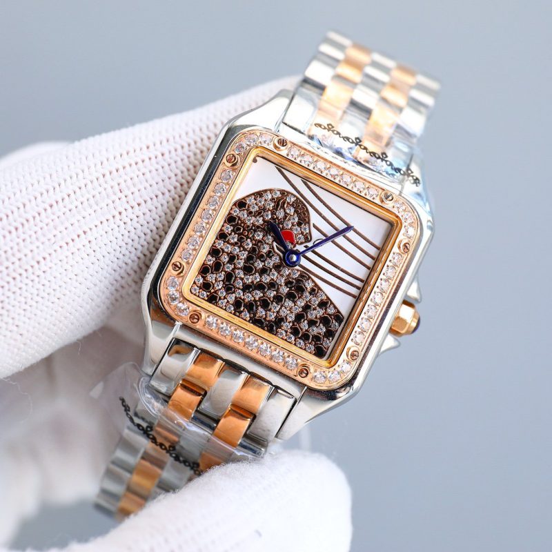13338901817320122 PANTHERE 27MM PINK GOLD CASE DIAMOND BEZEL DIAMOND DIAL