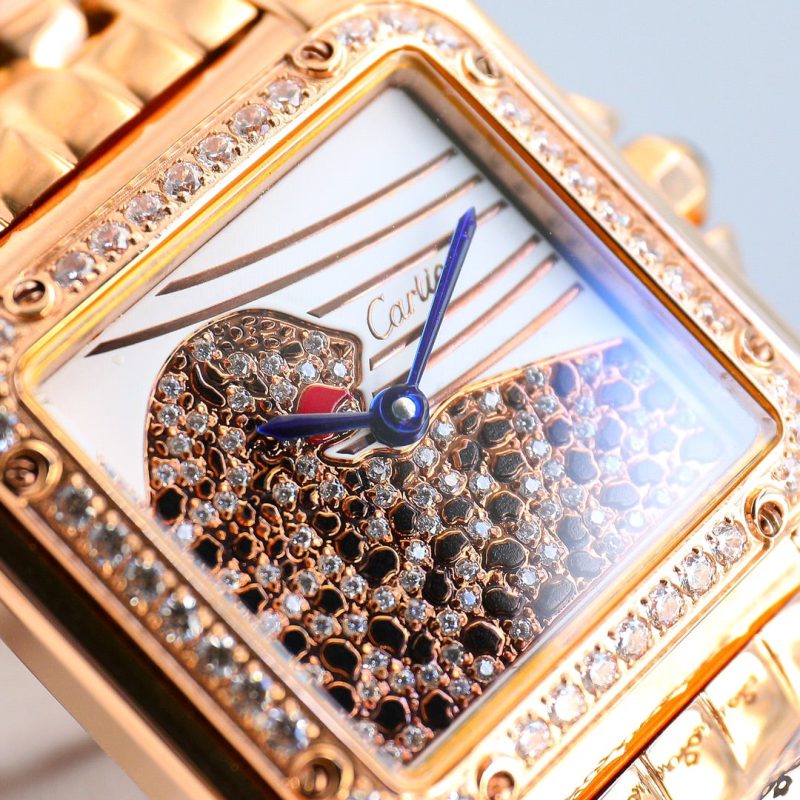 13338901824799485 PANTHERE 27MM PINK GOLD CASE DIAMOND BEZEL DIAMOND DIAL