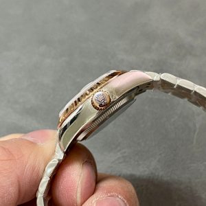 DATEJUST 28MM PINK GOLD STEEL CHOCOLATE DIAL