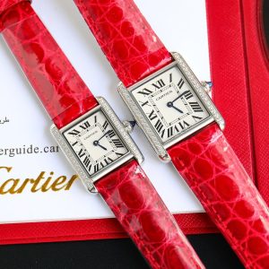 13341914003106058 TANK MUST SMALL STEEL DIAMOND BEZEL LEATHER STRAP EWHITE DIAL