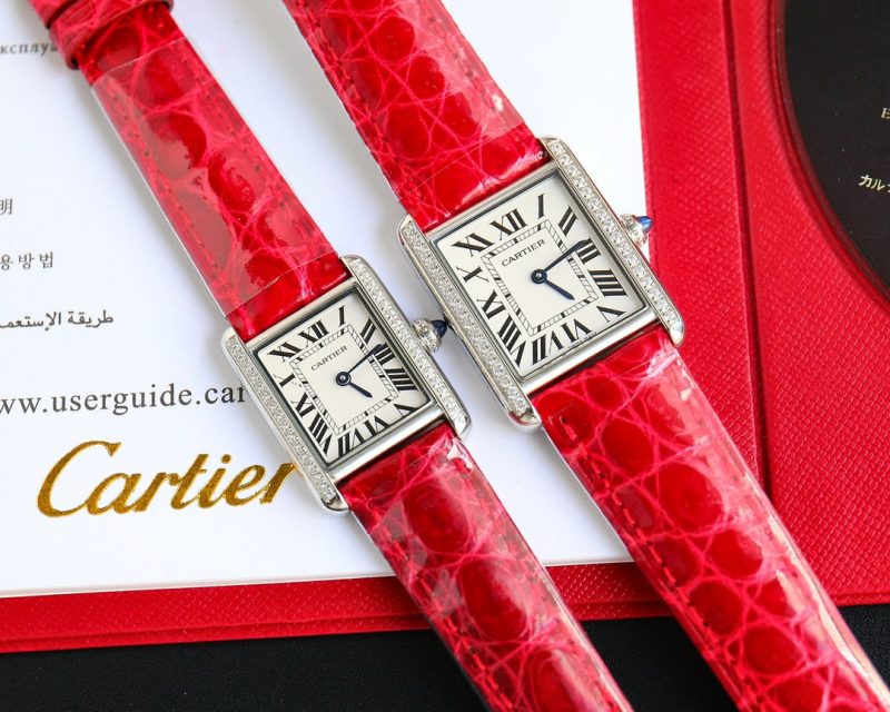 13341914003106058 TANK MUST SMALL STEEL DIAMOND BEZEL LEATHER STRAP EWHITE DIAL