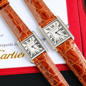 13341914004944253 TANK MUST SMALL STEEL DIAMOND BEZEL LEATHER STRAP EWHITE DIAL