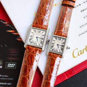 13341914006833246 TANK MUST SMALL STEEL DIAMOND BEZEL LEATHER STRAP EWHITE DIAL