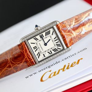 13341914008861332 TANK MUST SMALL STEEL DIAMOND BEZEL LEATHER STRAP EWHITE DIAL