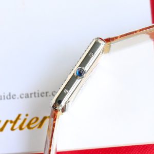 13341914010733442 TANK MUST SMALL STEEL DIAMOND BEZEL LEATHER STRAP EWHITE DIAL