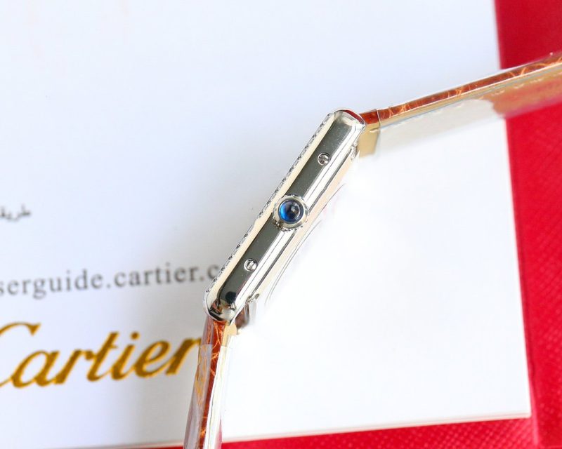 13341914010733442 TANK MUST SMALL STEEL DIAMOND BEZEL LEATHER STRAP EWHITE DIAL