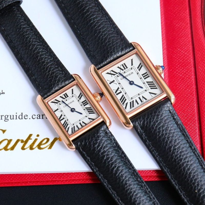 13341914200801307 TANK MUST SMALL PINK GOLD LEATHER STRAP WHITE DIAL
