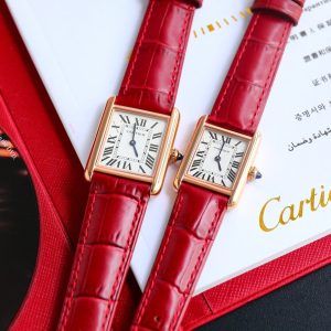 13341914242425536 TANK MUST SMALL PINK GOLD LEATHER STRAP WHITE DIAL