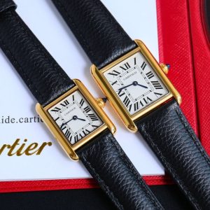 13341914285730544 TANK MUST SMALL GOLD LEATHER STRAP WHITE DIAL