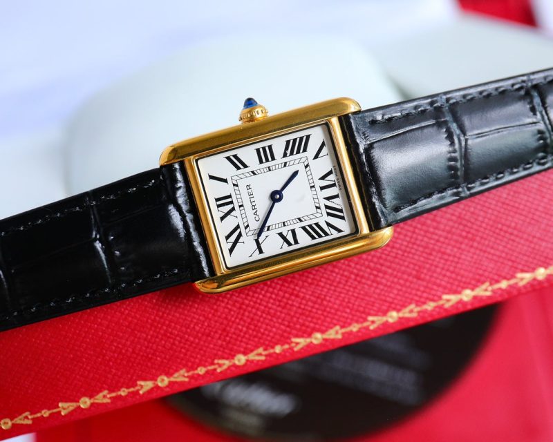 13341914323641484 TANK MUST SMALL GOLD LEATHER STRAP WHITE DIAL